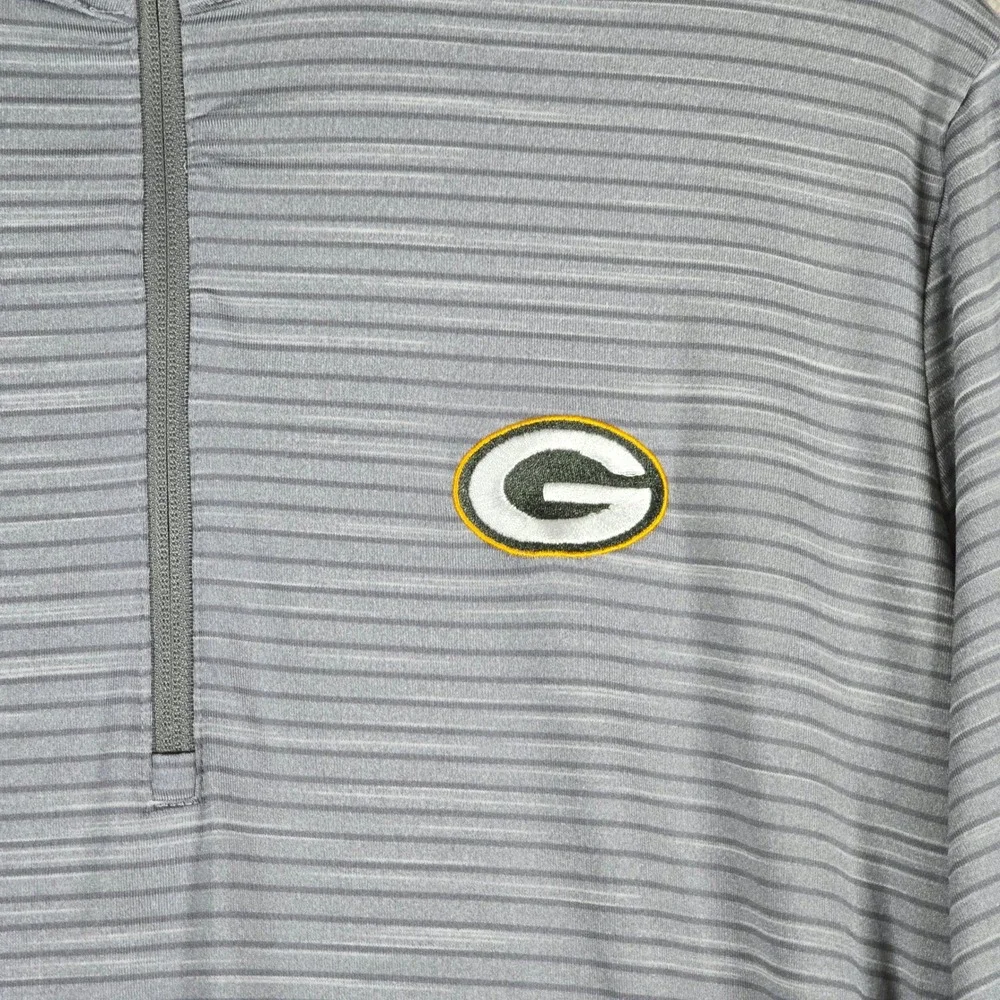 Antigua Green Bay Packers Mens Large Grey Striped Quarter Zip‎ Pullover NFL